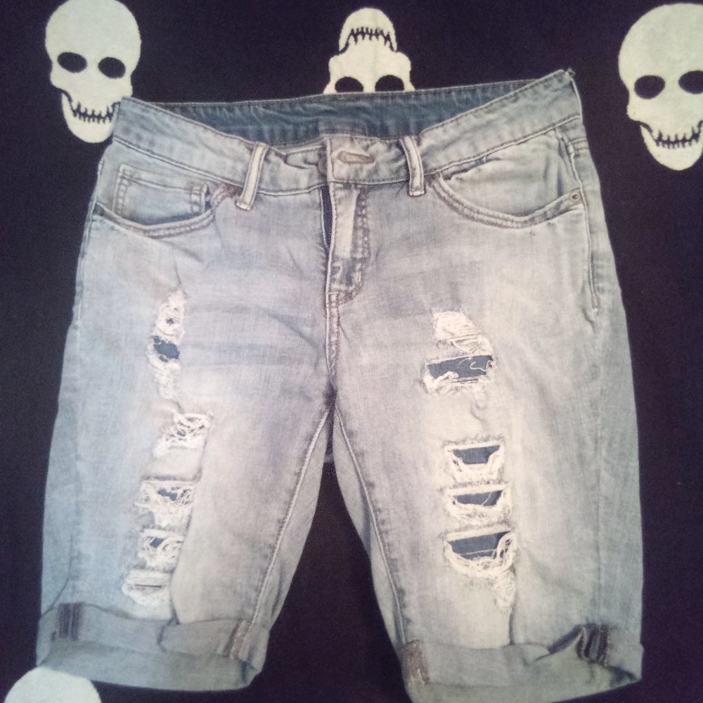 Light Ripped Jean Shorts